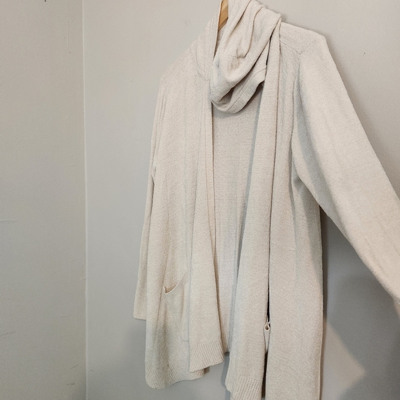 Barefoot Dreams CozyChic Ultra Lite Hooded Seashore Cardigan Cream Medium LARGE - Picture 9 of 9